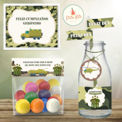 Kit Imprimible Soldado Militar Camuflado cumpleaños