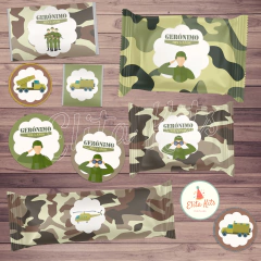 Kit Imprimible Soldado Militar Camuflado cumpleaños