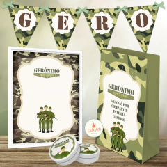Kit Imprimible Soldado Militar Camuflado cumpleaños