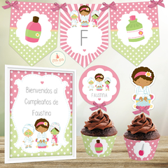 Kit imprimible spa party cumpleaños de spa para nenas