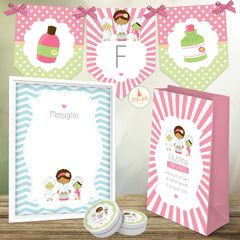 Kit imprimible spa party cumpleaños de spa para nenas