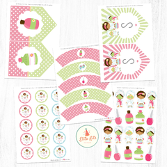 Kit imprimible spa party cumpleaños de spa para nenas