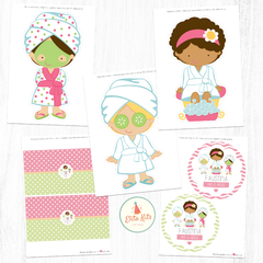 Kit imprimible spa party cumpleaños de spa para nenas