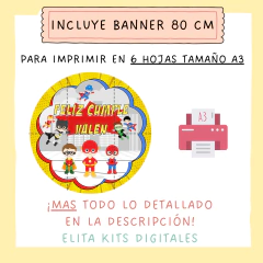 Banner Circular superheroes bebe