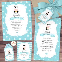 Kit imprimible Vaquita nene invitaciones invitacion digital para whatsapp