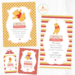 kit imprimible cumpleaños winnie pooh estampitas bautismo
