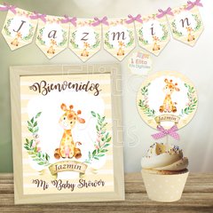 kit imprimible jirafa bebe baby shower nena