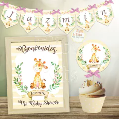 kit imprimible jirafa bebe baby shower nena