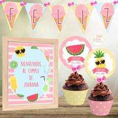 Kit imprimible Verano Pileta Frutas Helados