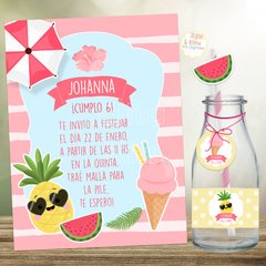 Kit imprimible Verano Pileta Frutas Helados