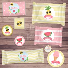 Kit imprimible Verano Pileta Frutas Helados