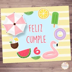 Kit imprimible Verano Pileta Frutas Helados