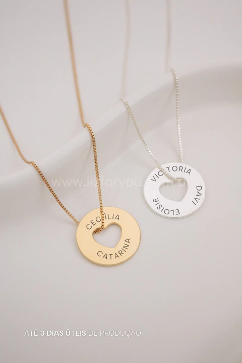 Colar Coração Vazado Personalizável - 20mm x 20mm - comprar online