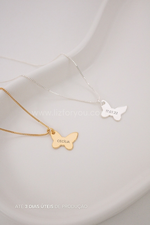 Colar Borboleta Frente Verso Personalizável - 11mm x 15mm - comprar online