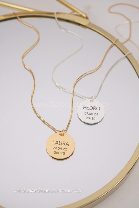 Colar Medalha Personalizável Nascimento - 20mm X 20mm - comprar online