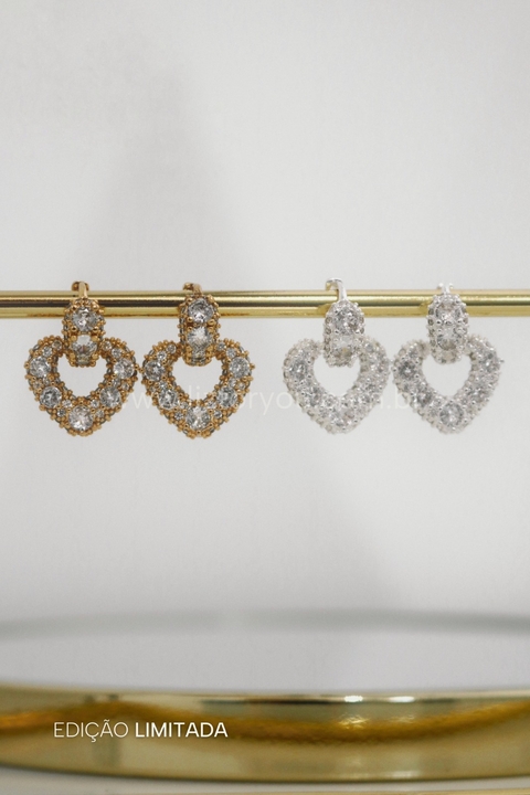 Brinco Coração Cravejado Tylia
