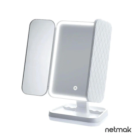 ESPEJO MAQUILLAJE TRIPLE CON LUZ LED NETMAK NM-MIRROR