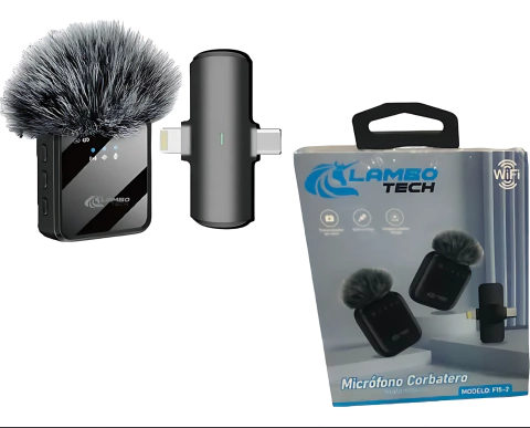 MICROFONO CORBATERO LIGHTNING + TIPO C DOBLE LAMBOTECH F15-2