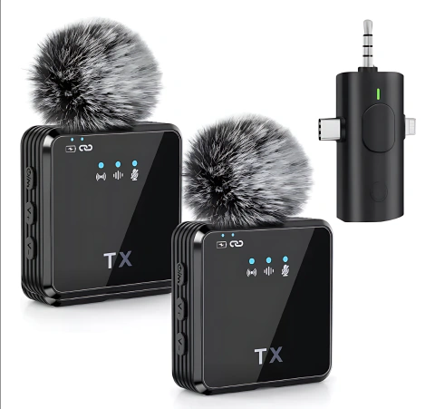 MICROFONO CORBATERO LIGHTNING + TIPO C + AUX F11-2