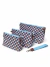Necessaire Trio | Quadriculado azul e marrom - comprar online