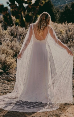 Capa tule pérolas noiva