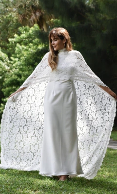 Poncho Longo Noiva Capa Véu