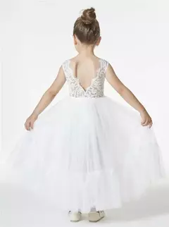 Vestido Infantil Boho Renda Francesa & Tule - Estilista Viviane Batista