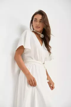Vestido Noiva Alfaiataria Envelope Midi - Estilista Viviane Batista