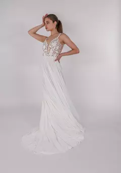 Vestido Noiva Bordado Fluído Minimalista - Estilista Viviane Batista