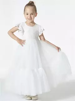 Vestido Menina Longo Renda & Tule - Estilista Viviane Batista
