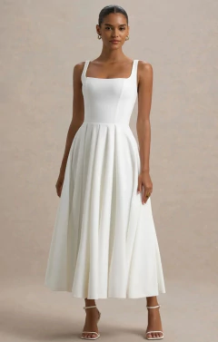 Vestido noiva midi alfaiataria para casamento civil