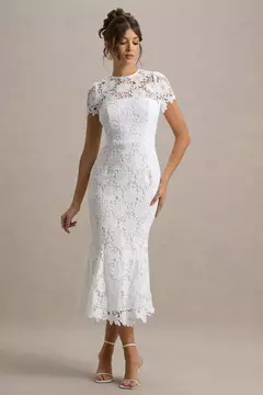 Vestido Noiva Guipir Sereia Midi - Estilista Viviane Batista