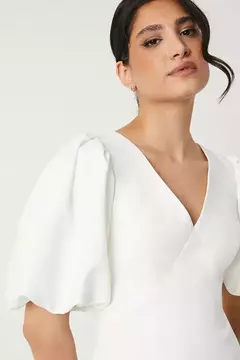 Vestido Noiva Alfaiataria Manga Bufante - Estilista Viviane Batista