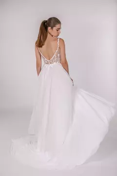 Vestido Noiva Bordado Fluído Minimalista - loja online