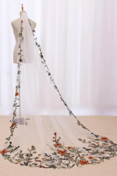 Véu mantilha com flores coloridas personalizado