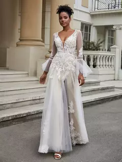 Vestido Noiva Bordado Clean Flare Fenda