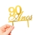 Topo de Bolo Idade 90 Anos Acrilico Dourado Espelhado
