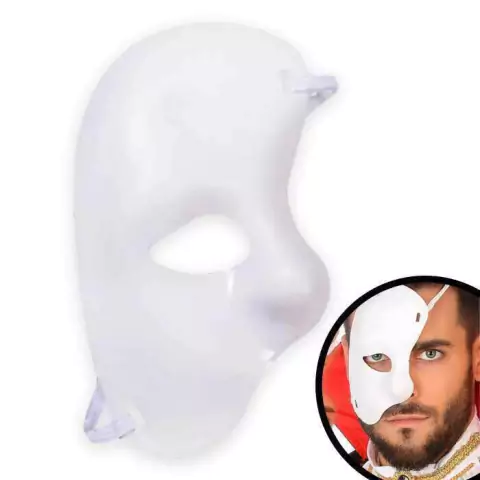 Mascara Branca Meia Face Acessorio Cosplay Fantasia