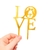 Topo de Bolo Love Namorados Casamento Romantico Acrilico Dourado Espelhado