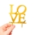 Topo de Bolo Love Namorados Casamento Romantico Acrilico Dourado Espelhado