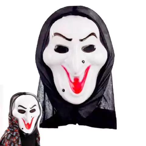Máscara de Bruxa com Capuz Preto Halloween Carnaval