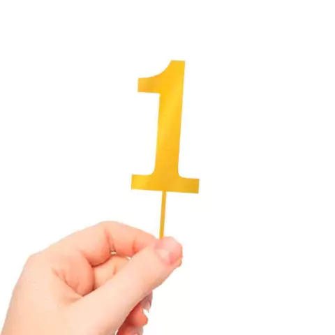 Imagem do Topo de Bolo Numero Acrilico Dourado Espelhado 8cm 1 Und.