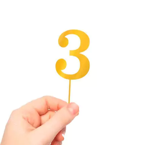 Topo de Bolo Numero Acrilico Dourado Espelhado 8cm 1 Und. - comprar online