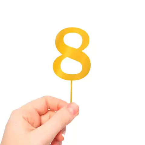 Topo de Bolo Numero Acrilico Dourado Espelhado 8cm 1 Und.