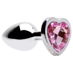 PLUG ANAL EM AÇO INOXIDÁVEL COM CRISTAL FORMATO CORAÇÃO ROSA P - comprar online