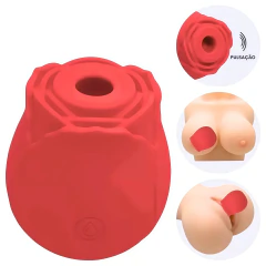 VIBRADOR SUGADOR DE CLITÓRIS RECAREGÁVEL EM FORMATO DE ROSA 10 MODOS DE SUCÇÃO na internet