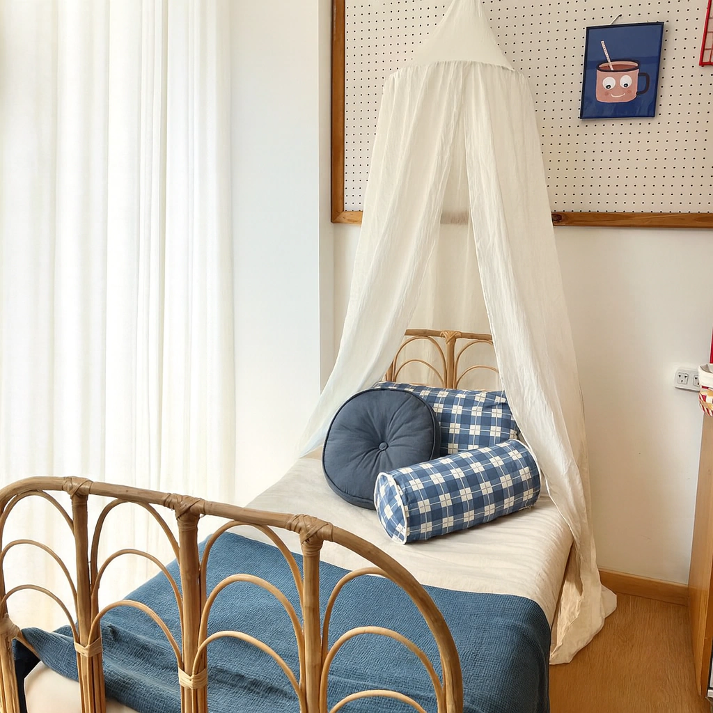 Kit almohadones con pie de cama escoces azul