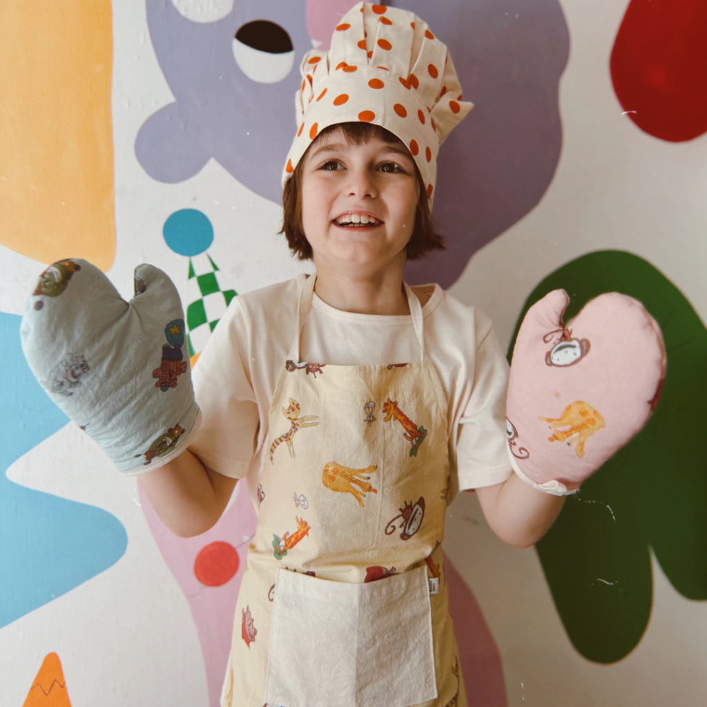 Delantalcito de cocina con manoplita, Lo gemelo x Cosa bonita Amarillo