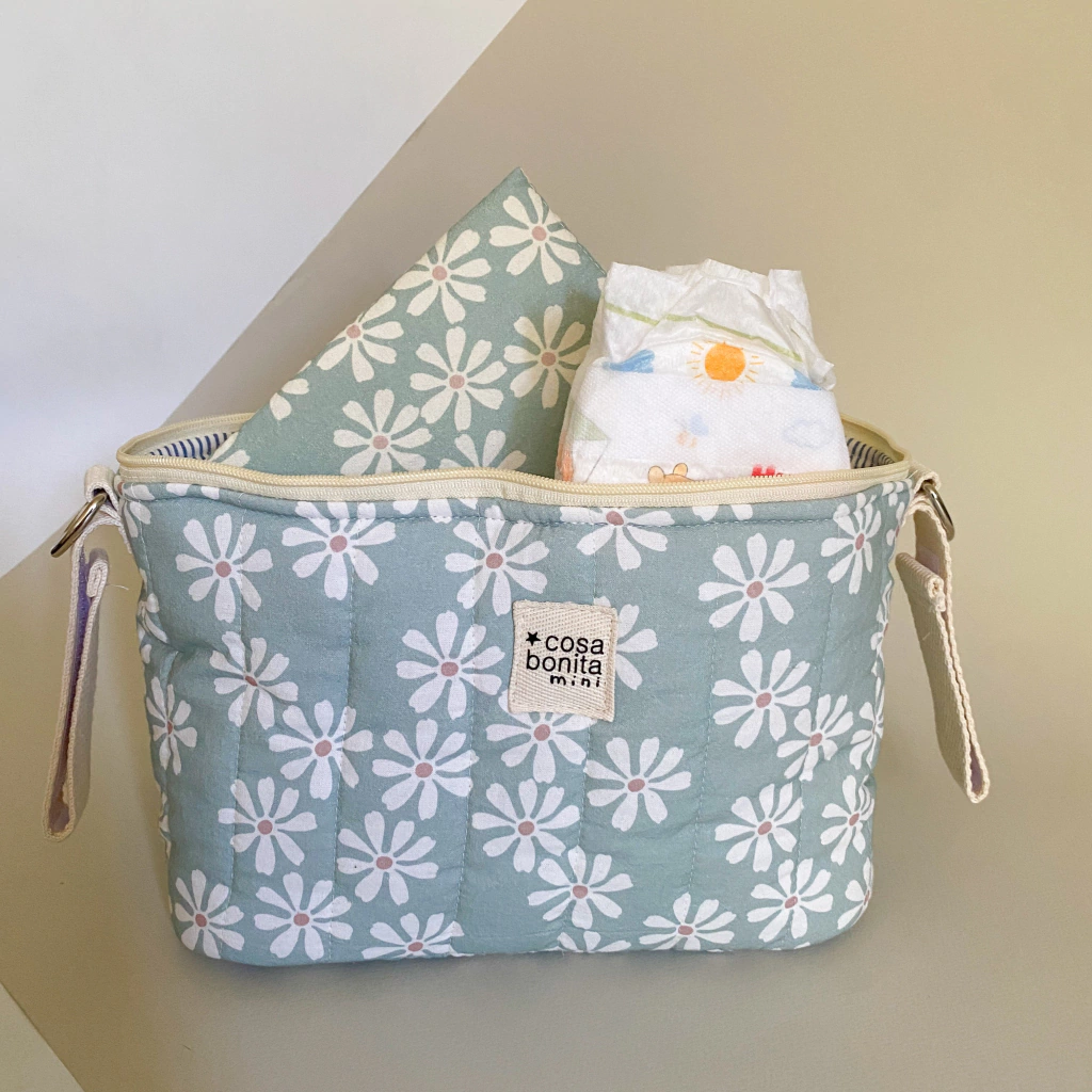 Pouch para cochecito Margaritas verde