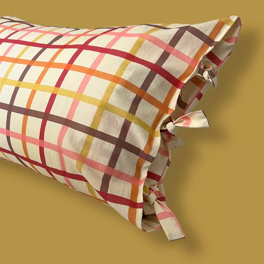 Funda de almohada Cuadrillé amarillo